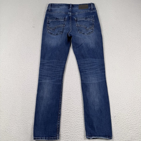 BKE Jeans Men's 30X30 Alec Straight Leg Distressed‎ Whiskered Blue Denim - Picture 3 of 11